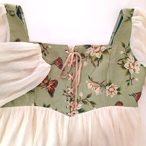 Cider Dirndl Dress 3XL Butterfly Floral Fairy Octoberfest Bavarian Cottage